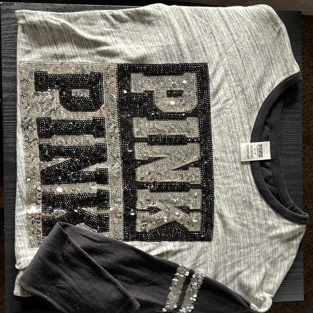 Pink long sleeve sequenced Tee